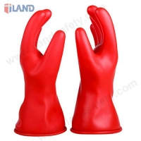 Red 2.5/5KV Electrical High Voltage Natural Latex Insulating Gloves