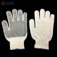 Knit Gloves, One Side Black PVC Dots