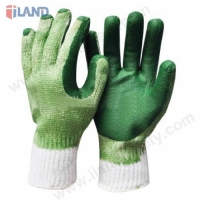 Green Rubber Coated Gloves, 7 Guage T/C Liner, Double Coated