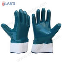 Nitrile Coated Gloves, Safety Cuff, Dark Blue
