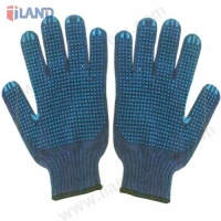 Knit Gloves, Both Sides Blue PVC Dots