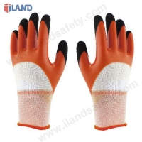 Double Latex Coated Gloves, 13G Polyester/Nylon Liner，Open Back