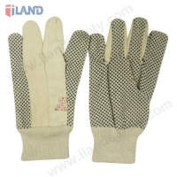 Canvas Gloves, PVC Dots, Fleece Lining