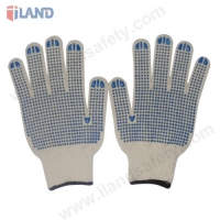 Knit Gloves, Both Sides Blue PVC Dots, 10 Guage